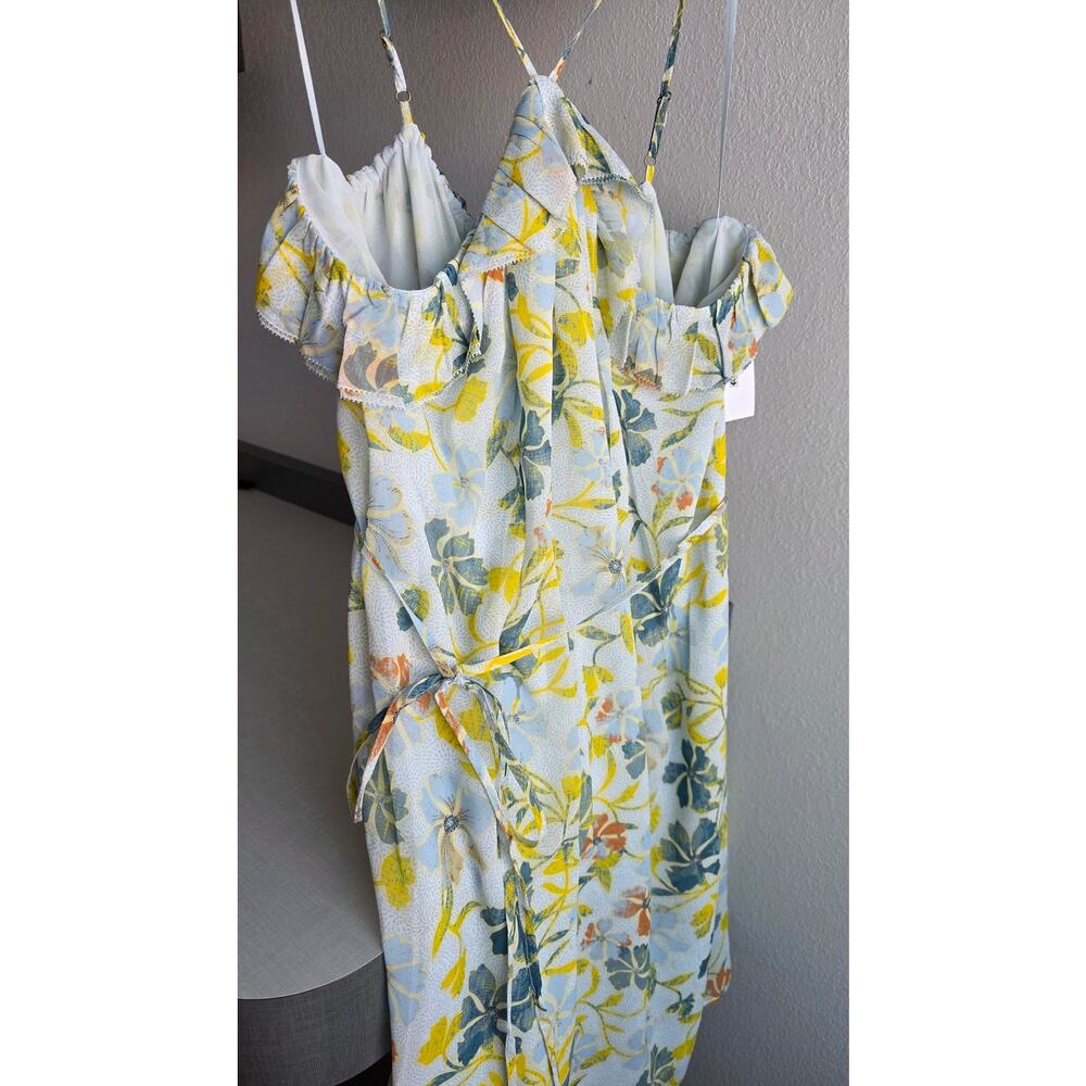 NWT Joie Uma Cerulean Floral Silk Chiffon Halter Dress M - Picture 4 of 10